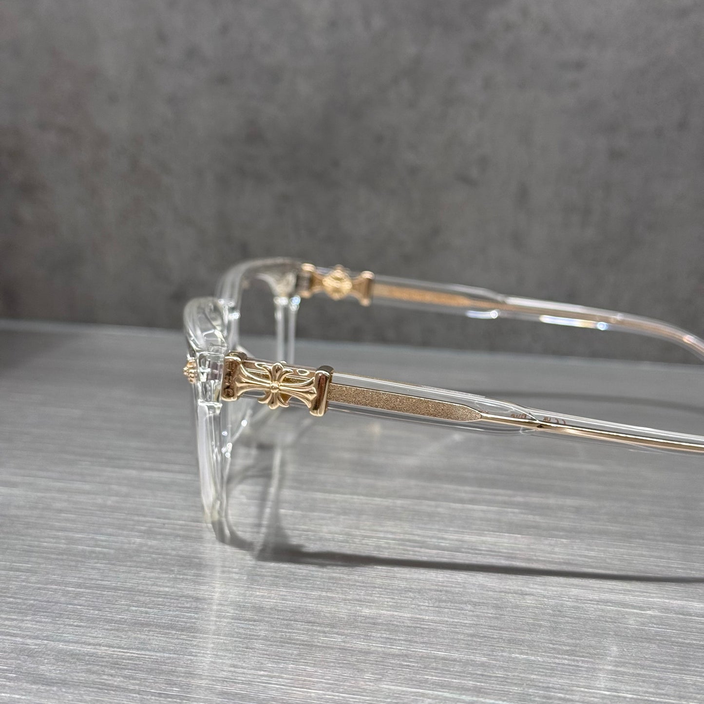 Chrome Hearts 十字花 金邊 透明 眼鏡