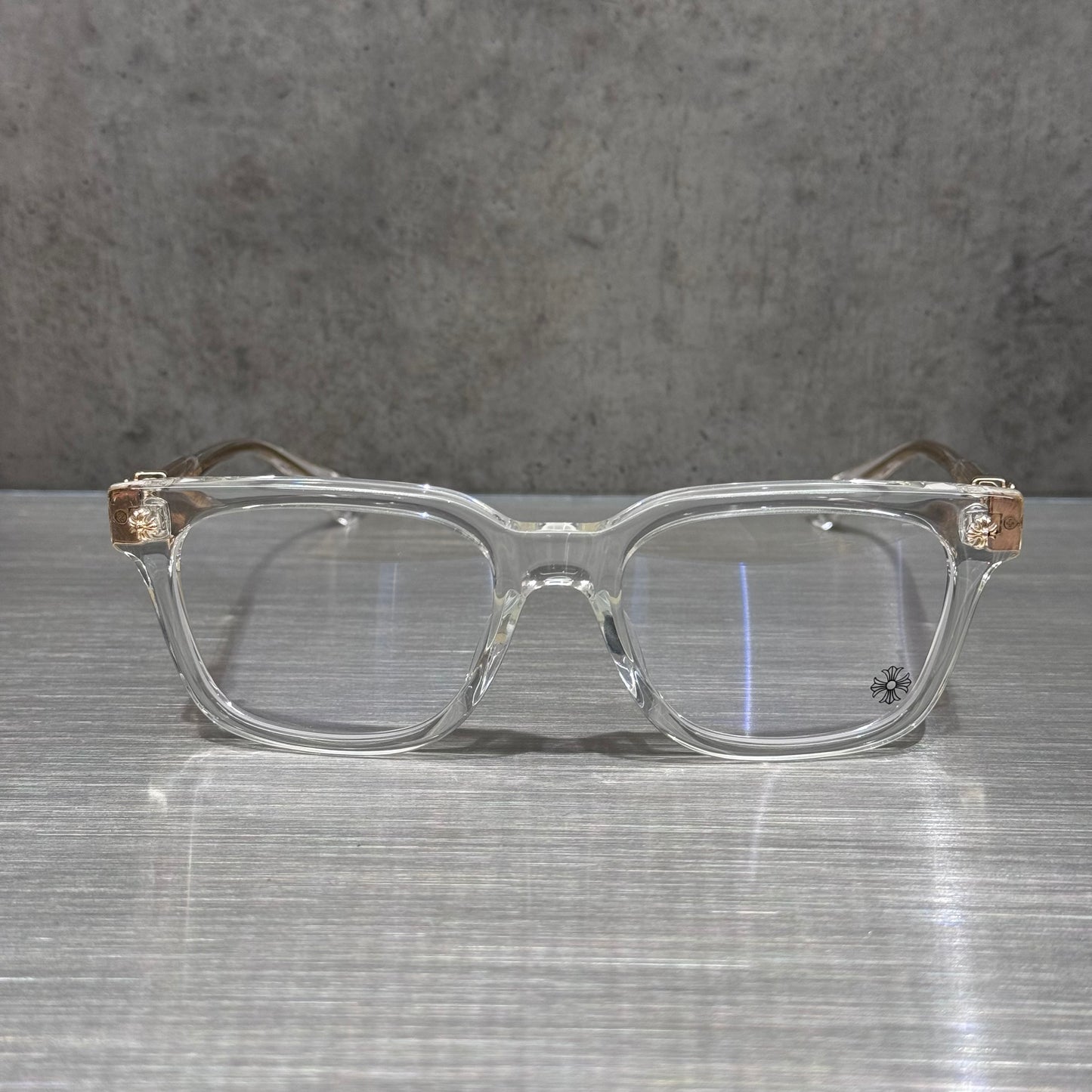 Chrome Hearts 十字花 金邊 透明 眼鏡