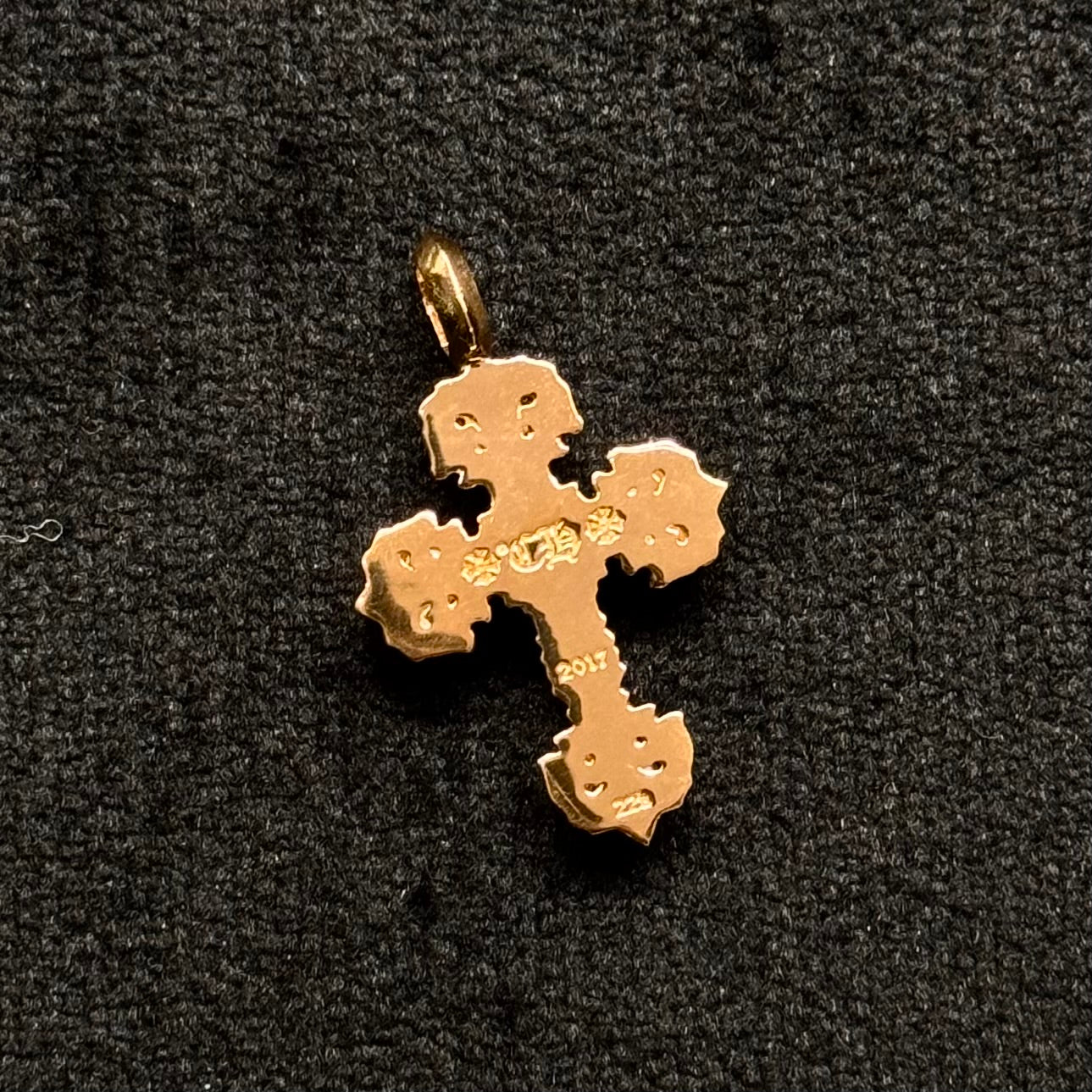 Chrome Hearts Filigree 22K Gold Pendant 9鑽火焰十字 吊墜