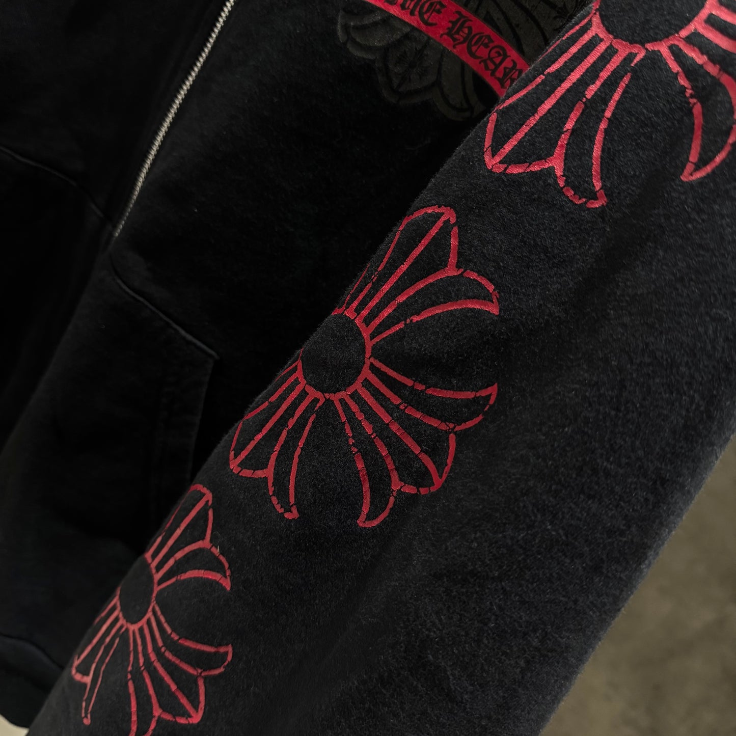 Chrome Hearts Vintage Red Horseshoe Zip Hoodie 做舊拉鍊外套