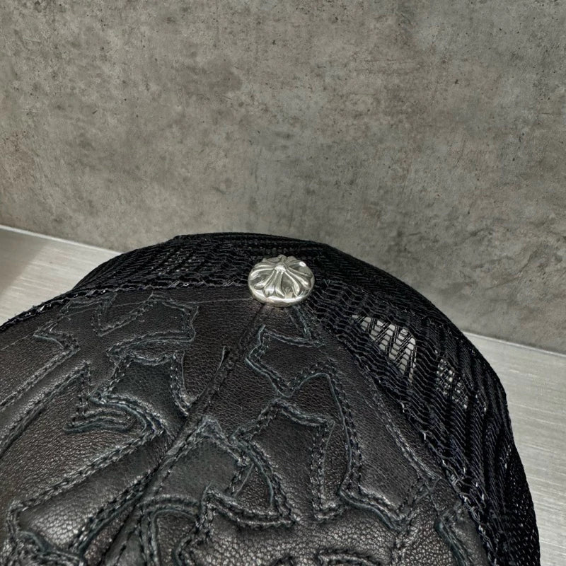 Chrome Hearts 滿版十字皮標 925銀飾 Trucker Hat 卡車帽