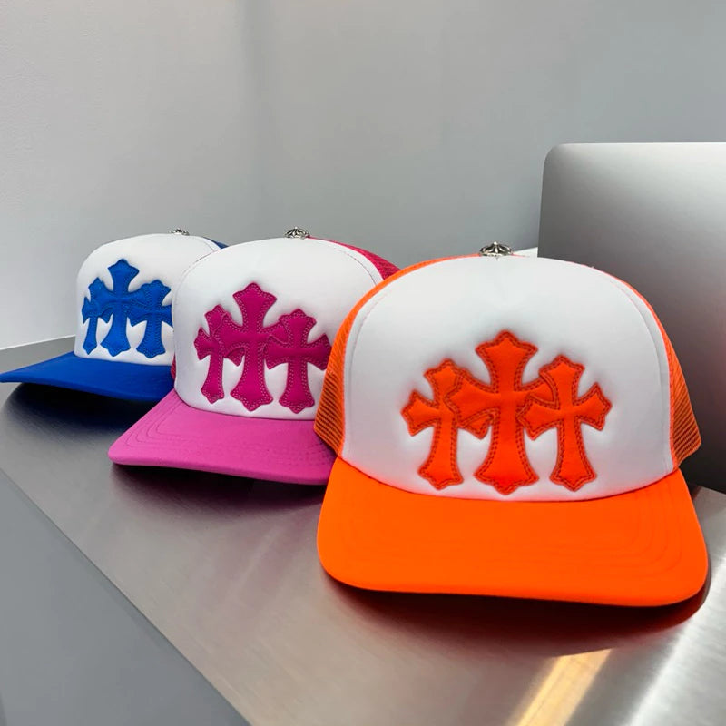 Chrome Hearts 3 CROSS 皮標 925銀飾 Trucker Hat 卡車帽