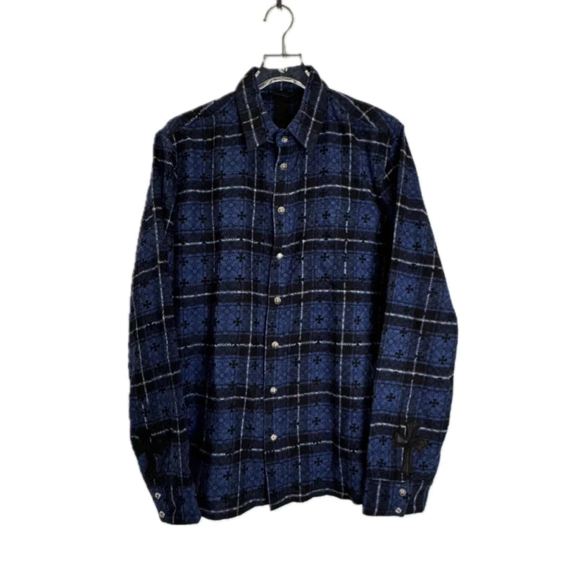Chrome Hearts Loose Ends 十字 皮標 925銀扣 格紋 襯衫