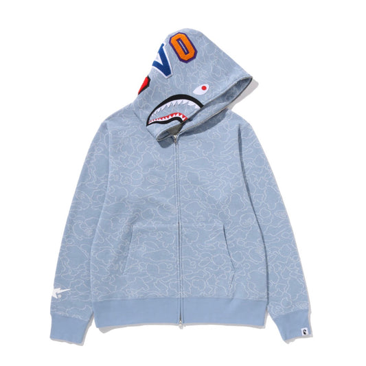 BAPE OVO Neon 1st Camo Jacquard Shark Full Zip Hoodie 鯊魚外套