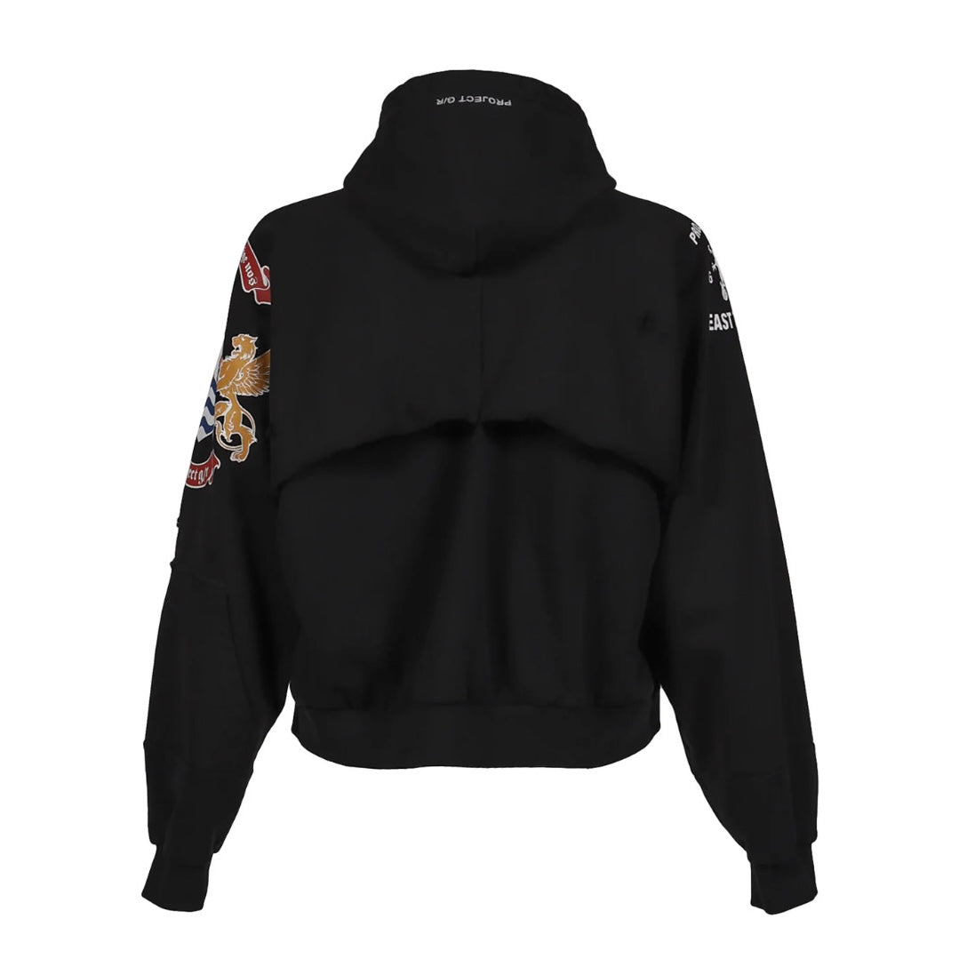 PROJECT G/R mastermind ブラック フルジップフーディ Mastermind Japan × PROJECT G/R RECONSTRUCTED FOLDED HOODIE