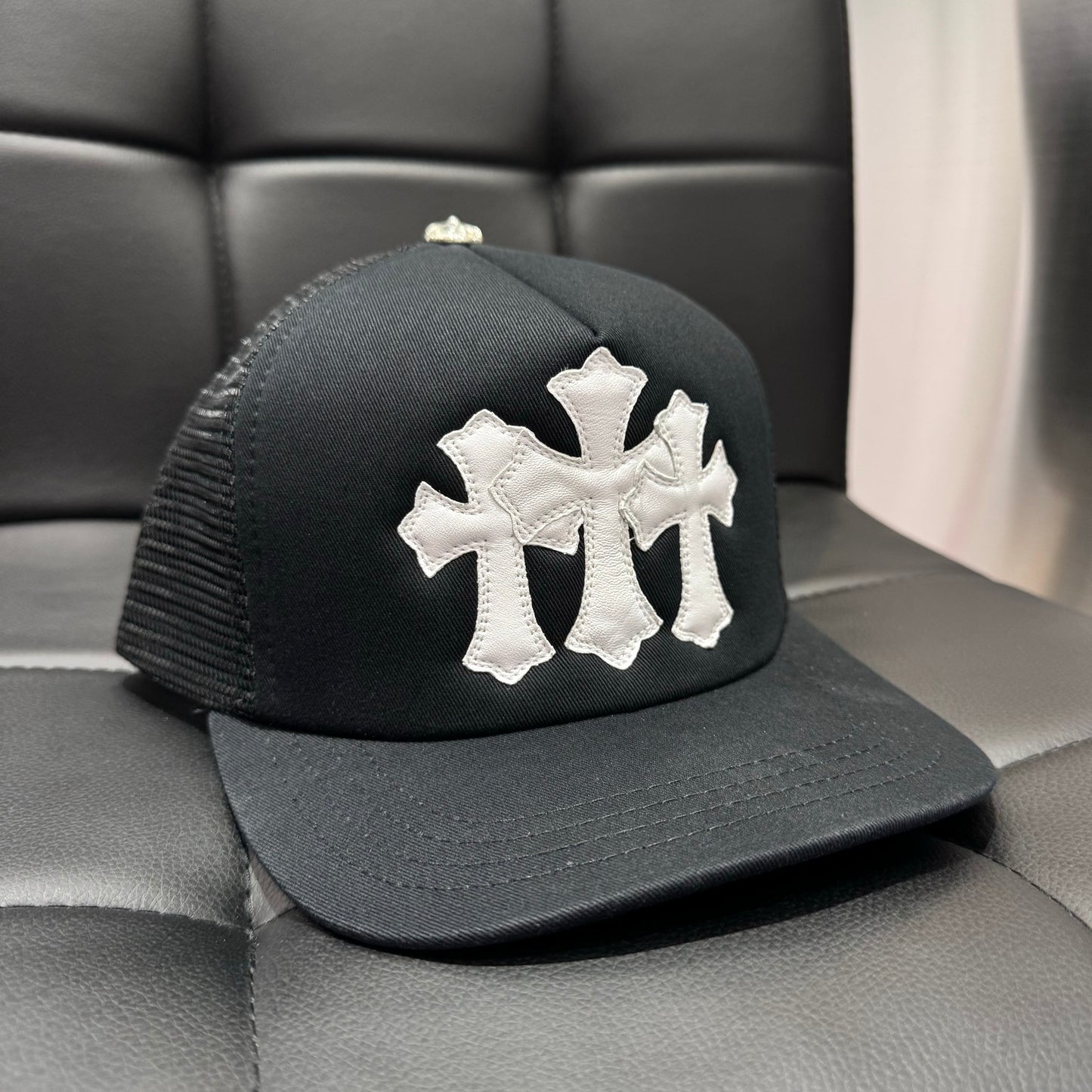 Chrome Hearts 3 CROSS 皮標 925銀飾 Trucker Hat 卡車帽
