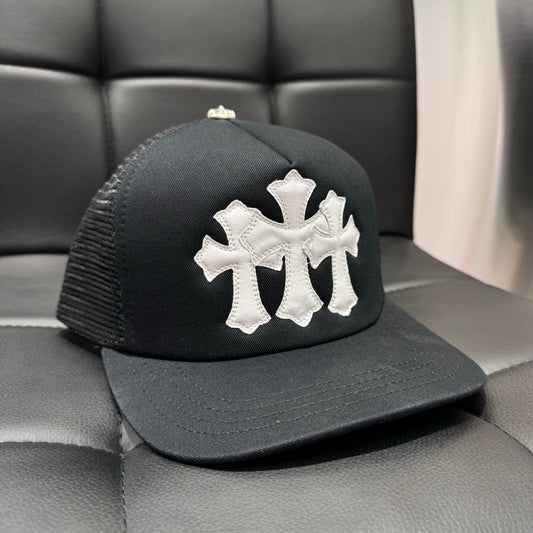 Chrome Hearts 3 CROSS 皮標 925銀飾 Trucker Hat 卡車帽