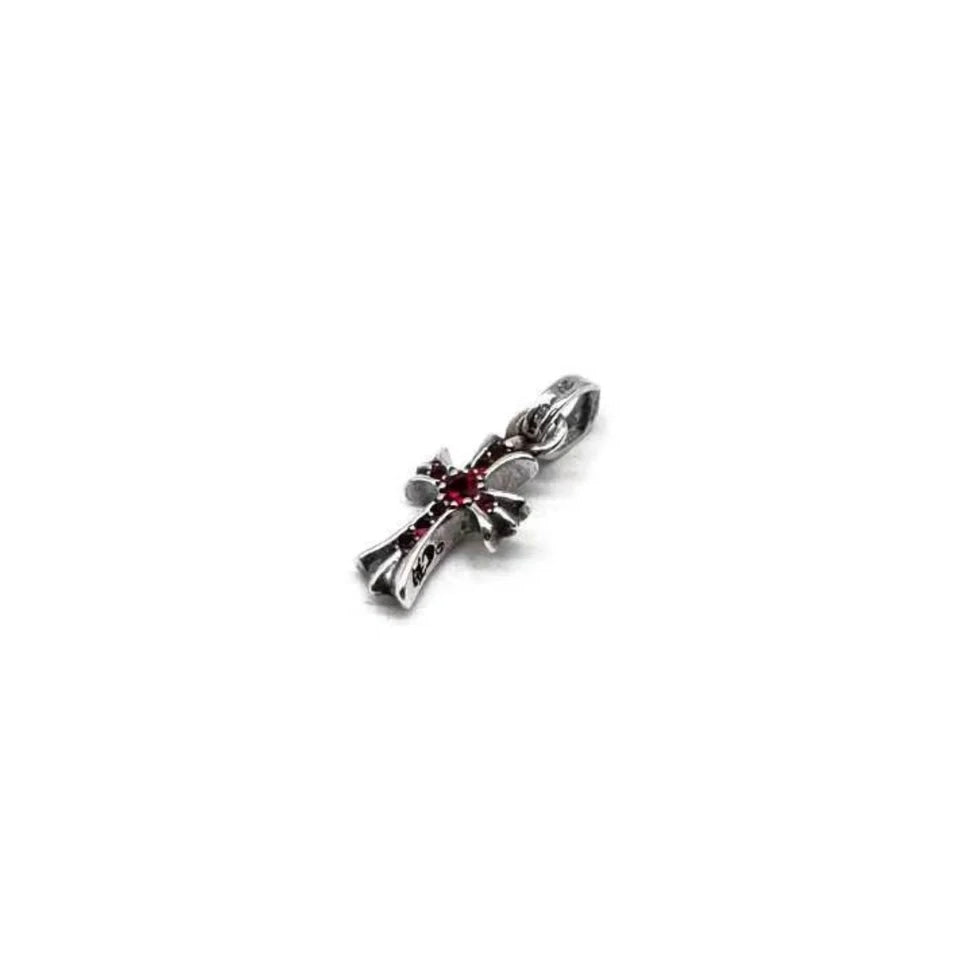 Chrome Hearts Silver Ruby Babyfat Cross Charm Pendant 紅寶石十字