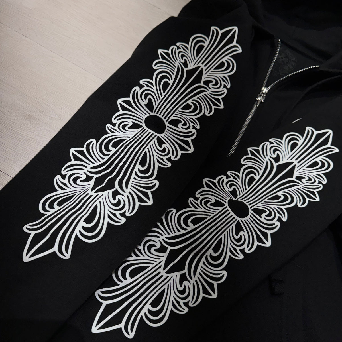 Chrome Hearts Thermal Lined Floral Horseshoe Zip Hoodie 厚款 拉鍊外套