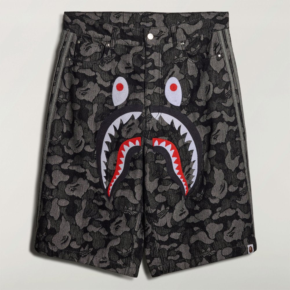 BAPE Adidas Camo Jacquard Shark Denim Shorts 牛仔七分短褲