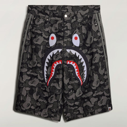 BAPE Adidas Camo Jacquard Shark Denim Shorts 牛仔七分短褲
