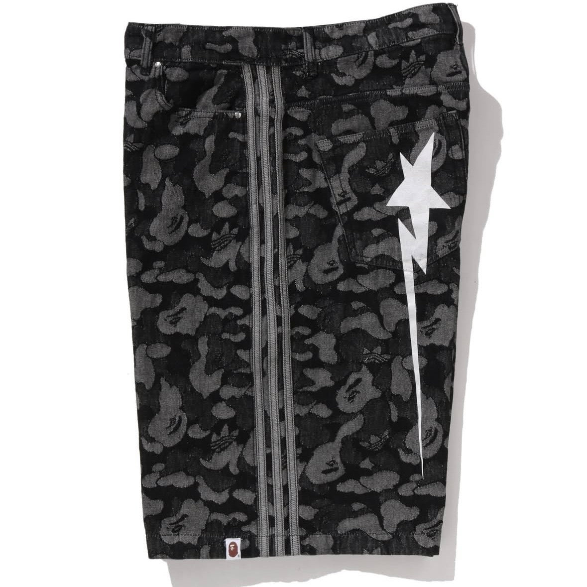 BAPE Adidas Camo Jacquard Shark Denim Shorts 牛仔七分短褲