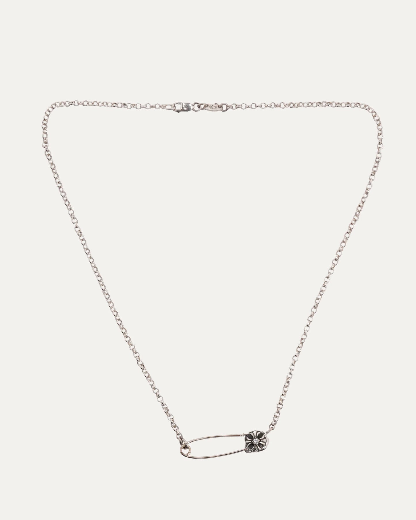 Chrome Hearts Diamond Safety Pin Roll Chain Necklace 別針鏈