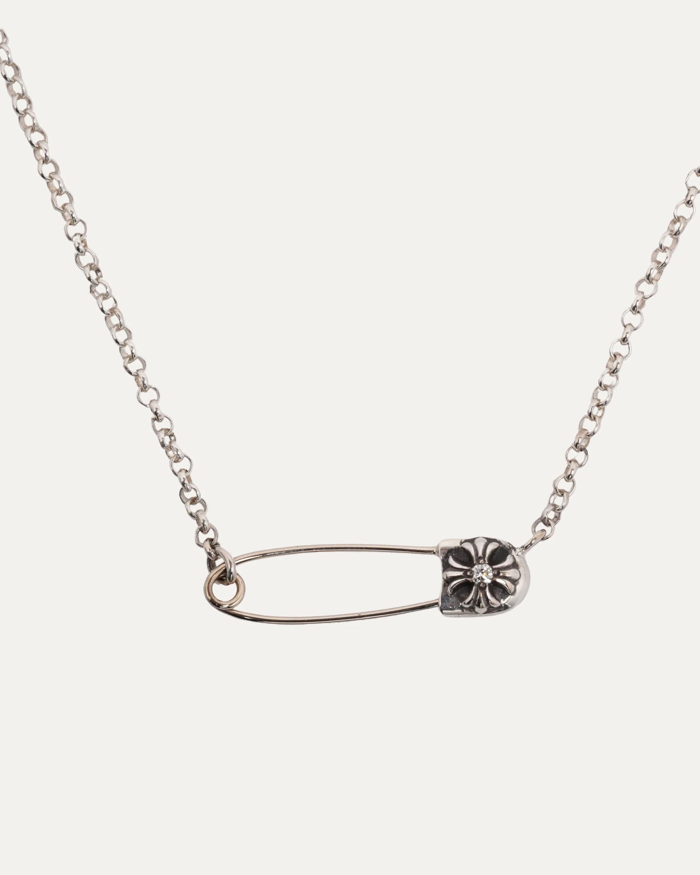 Chrome Hearts Diamond Safety Pin Roll Chain Necklace 別針鏈