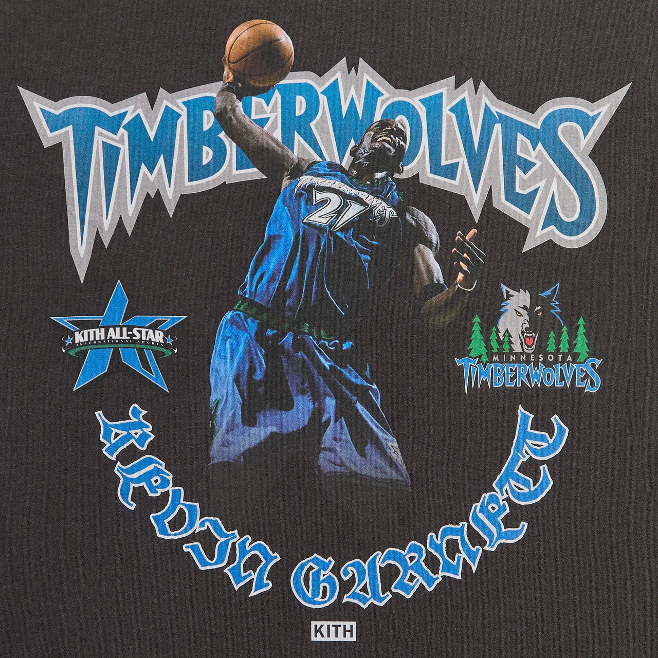KITH FOR NBA ALL-STAR Minnesota Timberwolves KEVIN GARNETT Vintage Tee 短T