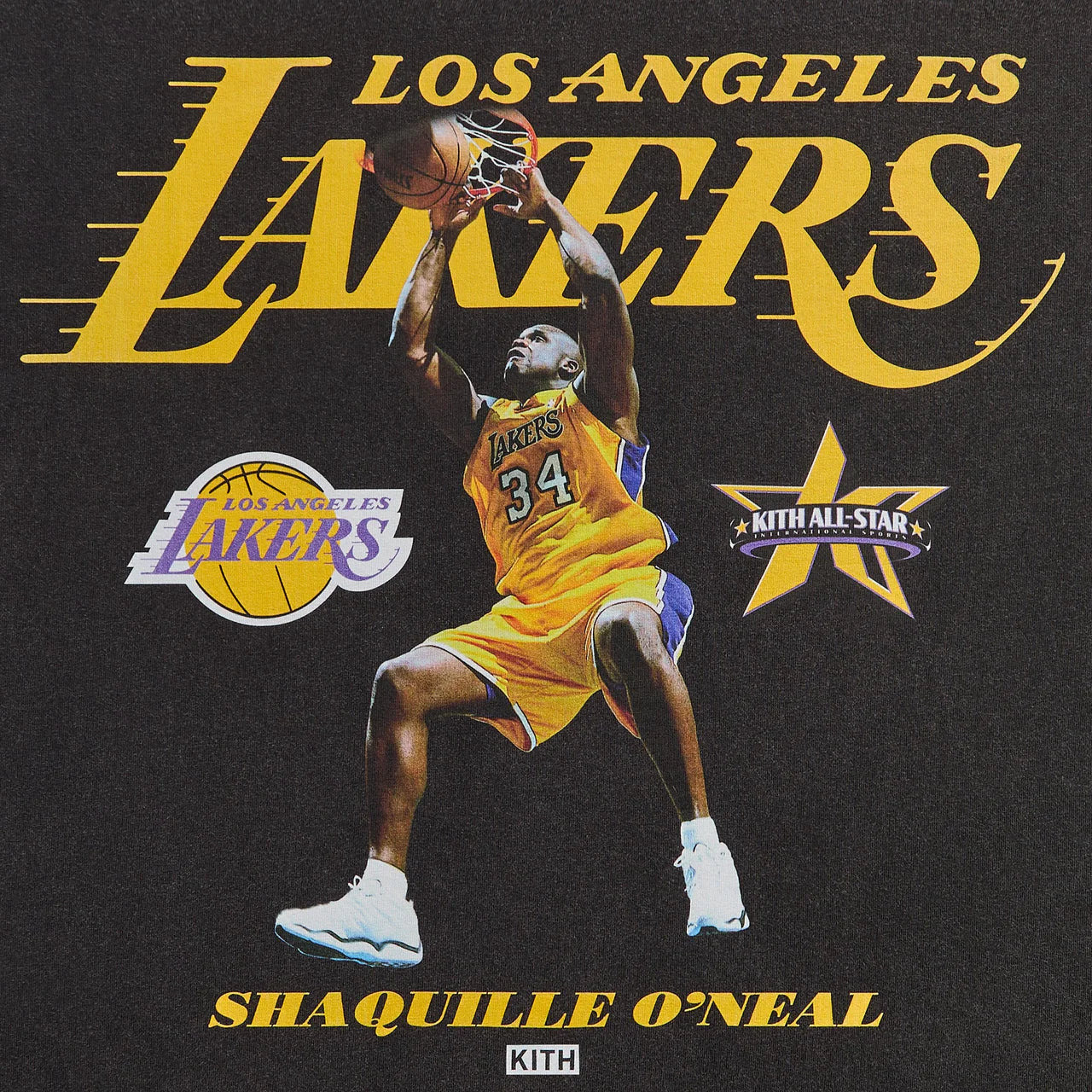 KITH FOR NBA ALL-STAR Los Angeles Lakers SHAQUILLE O'NEAL Vintage Tee 短T