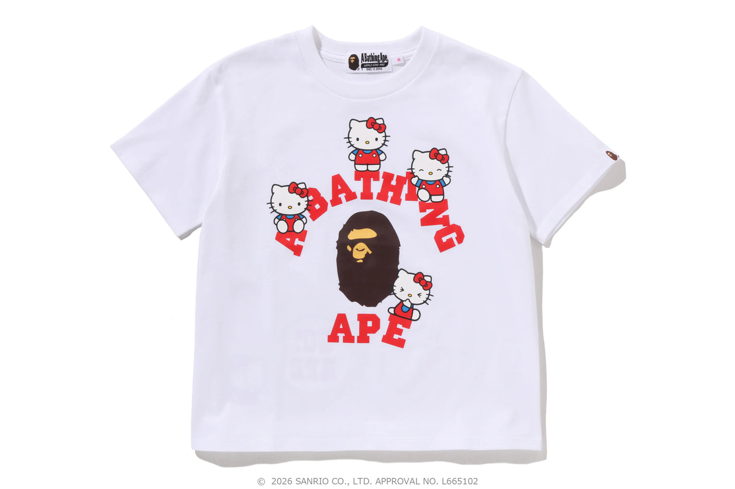 BAPE Sanrio Hello Kitty College Mini Tee 白色 短T