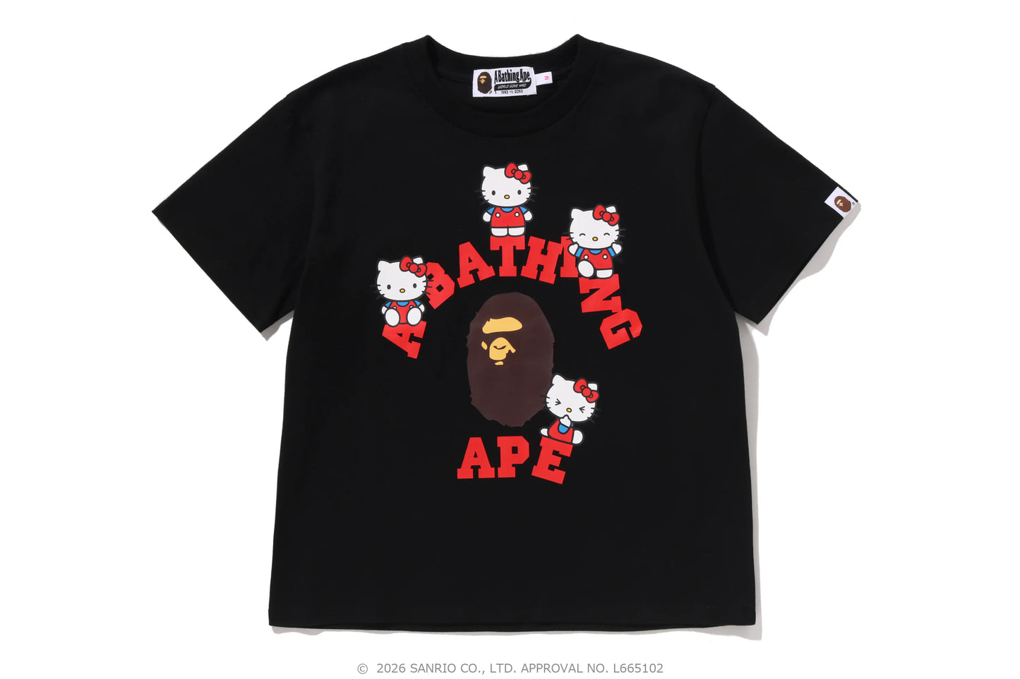 BAPE Sanrio Hello Kitty College Mini Tee 黑色 短T