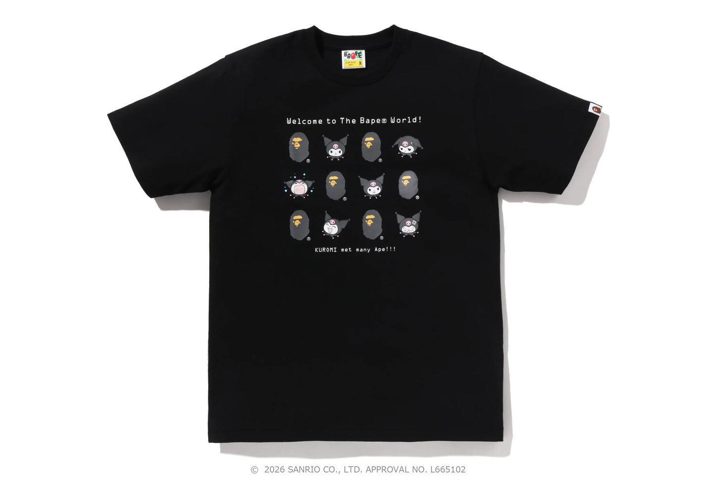 BAPE Sanrio Kuromi Welcome to The Bape World Tee 黑色 短T