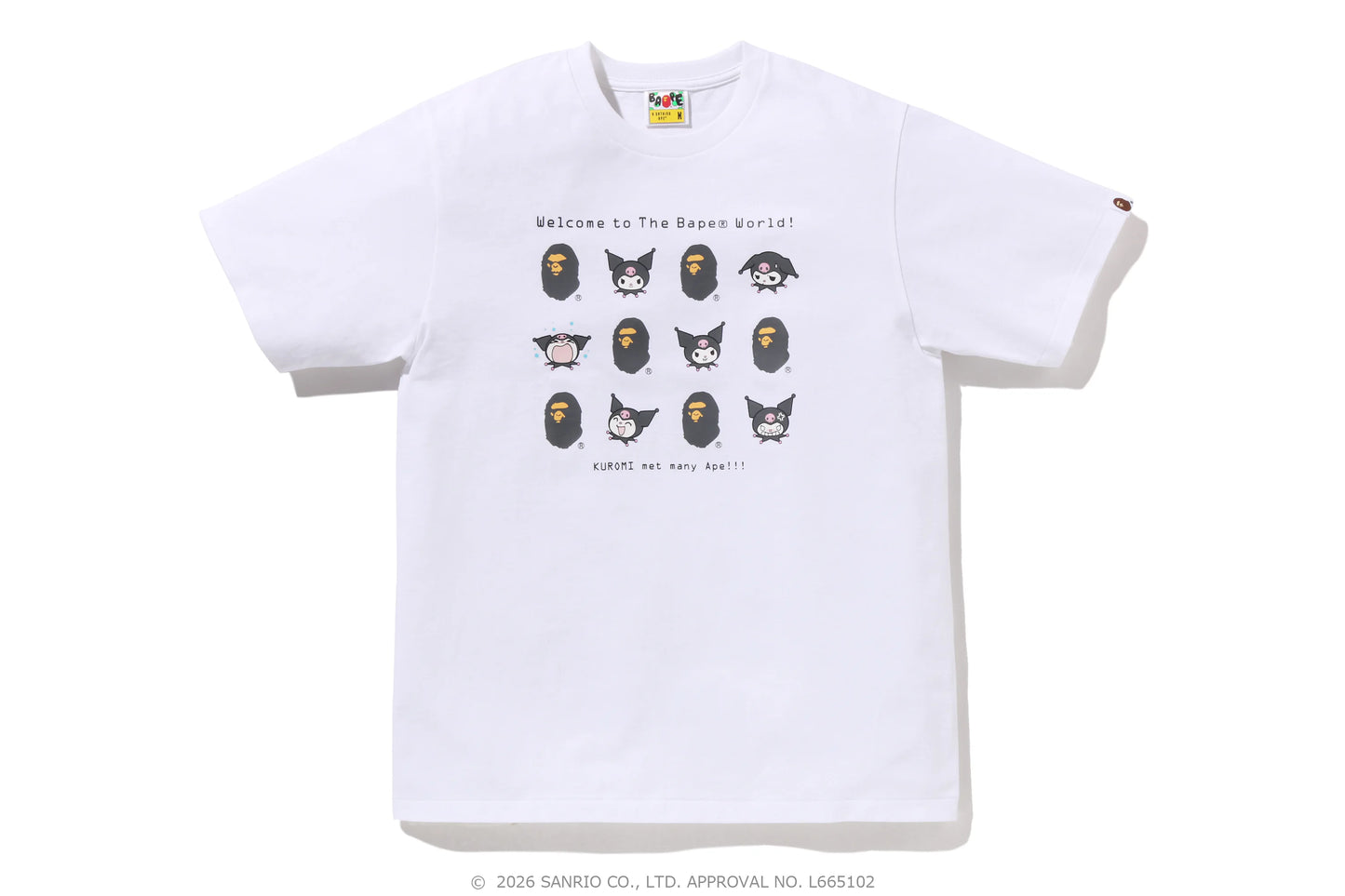 BAPE Sanrio Kuromi Welcome to The Bape World Tee 白色 短T