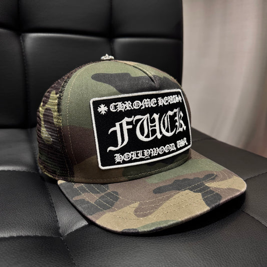Chrome Hearts Fuck Hollywood Patch Camo Trucker Hat 棒球帽