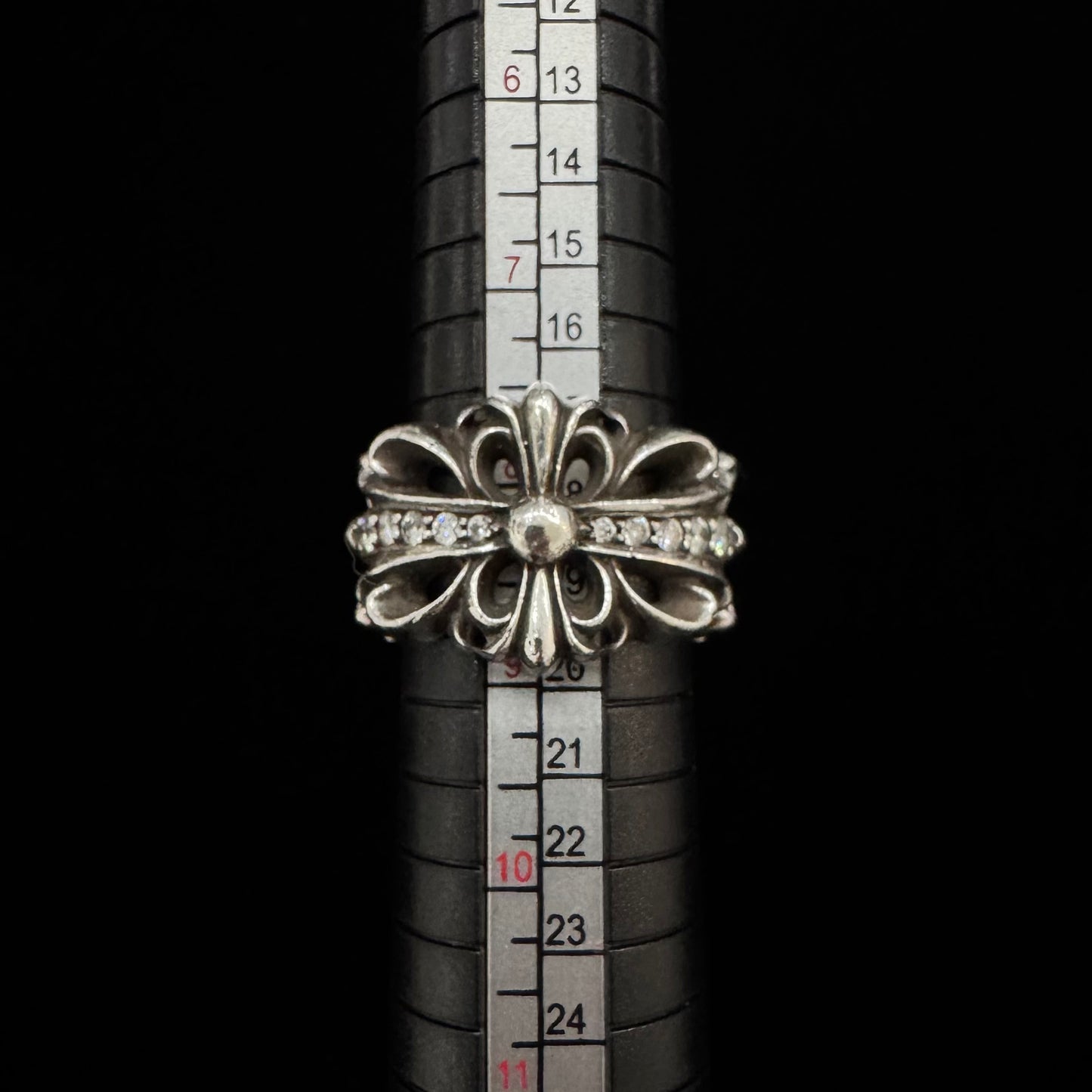 Chrome hearts Diamonds Floral Open Cross Ring 戒指