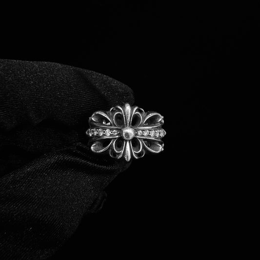 Chrome hearts Diamonds Floral Open Cross Ring 戒指