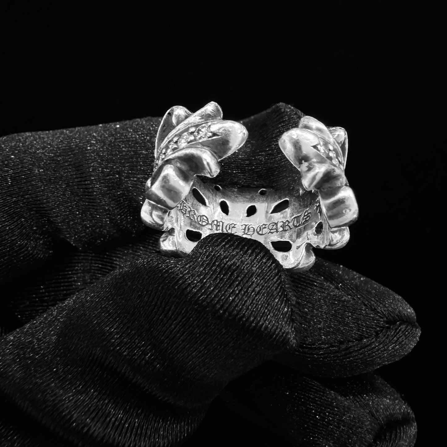 Chrome hearts Diamonds Floral Open Cross Ring 戒指