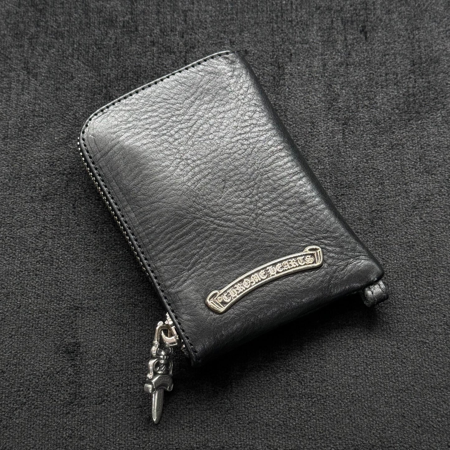 Chrome Hearts 十字 皮標 925銀 匕首拉鍊 零錢包