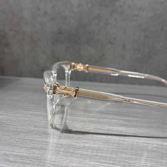 Chrome Hearts 十字花 金邊 透明 眼鏡