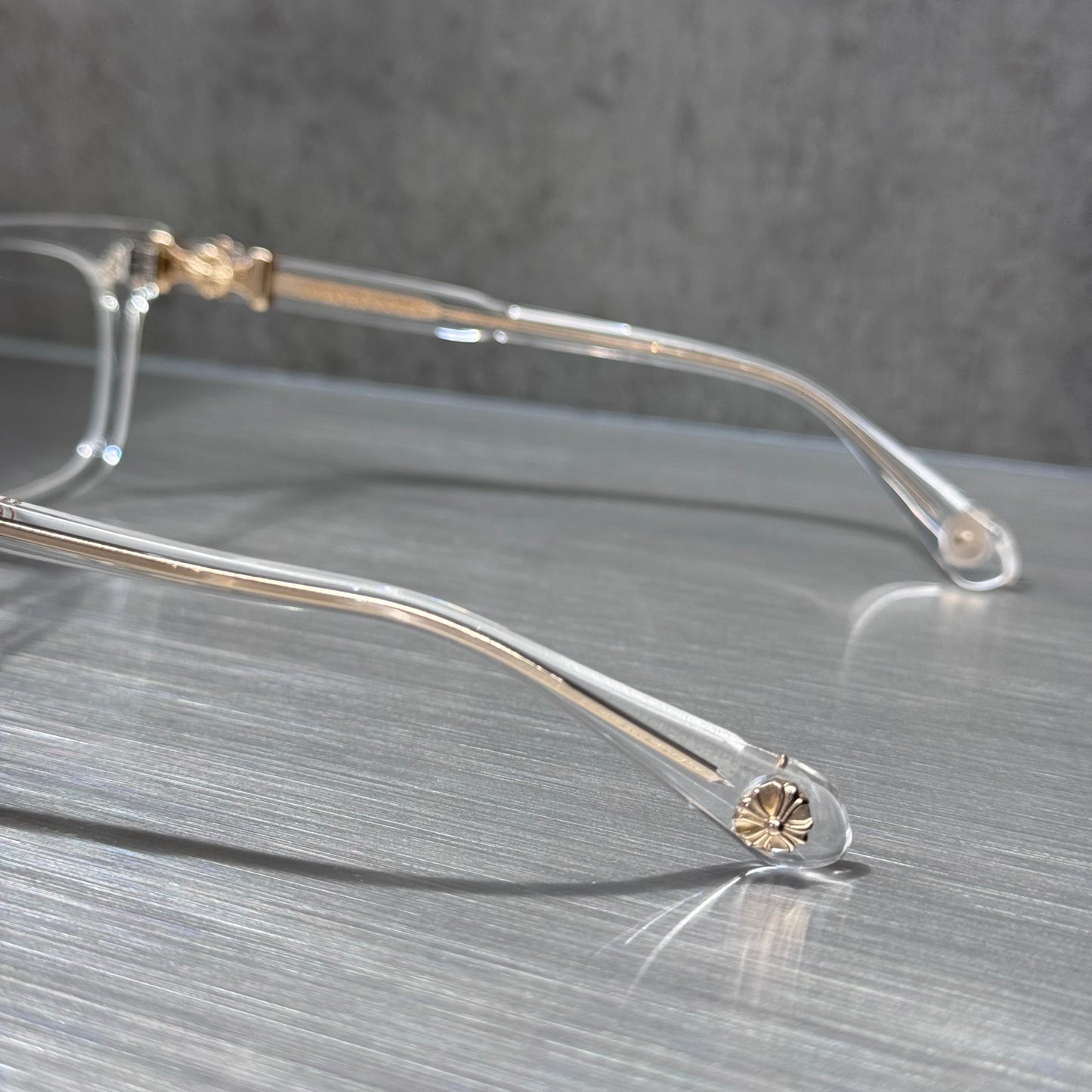 Chrome Hearts 十字花 金邊 透明 眼鏡