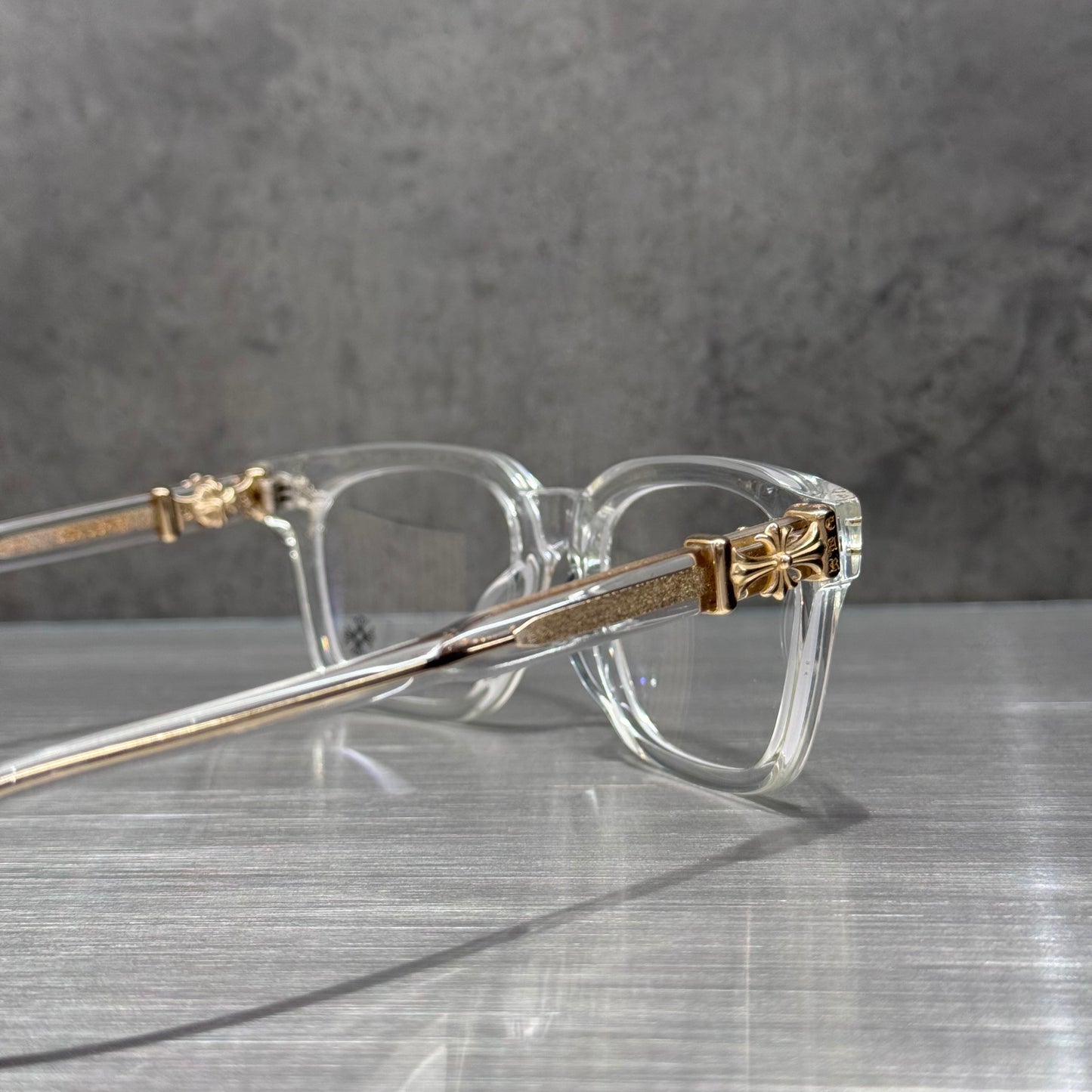 Chrome Hearts 十字花 金邊 透明 眼鏡