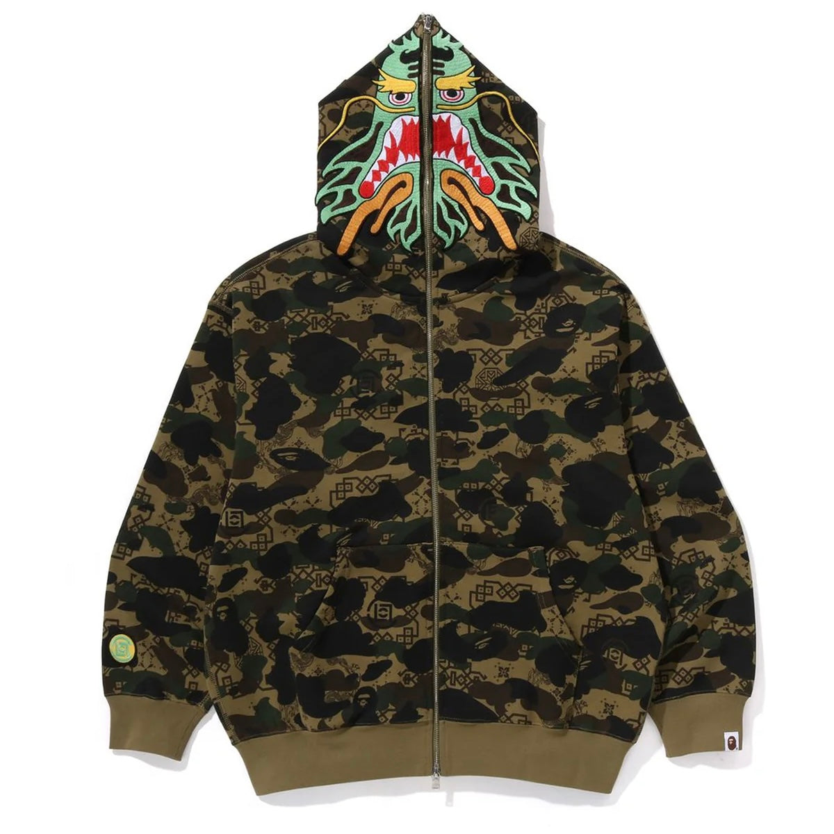 Bape CLOT Camo Shark Relaxed Zip Hoodie 鯊魚外套