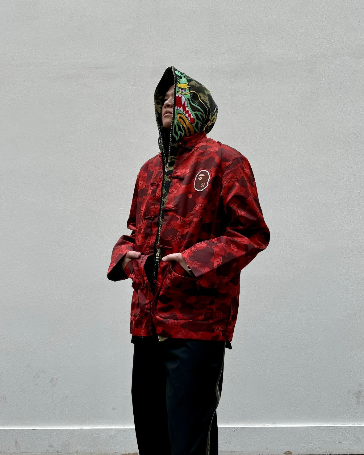 Bape CLOT Camo Ape Head China Jacket 迷彩唐裝