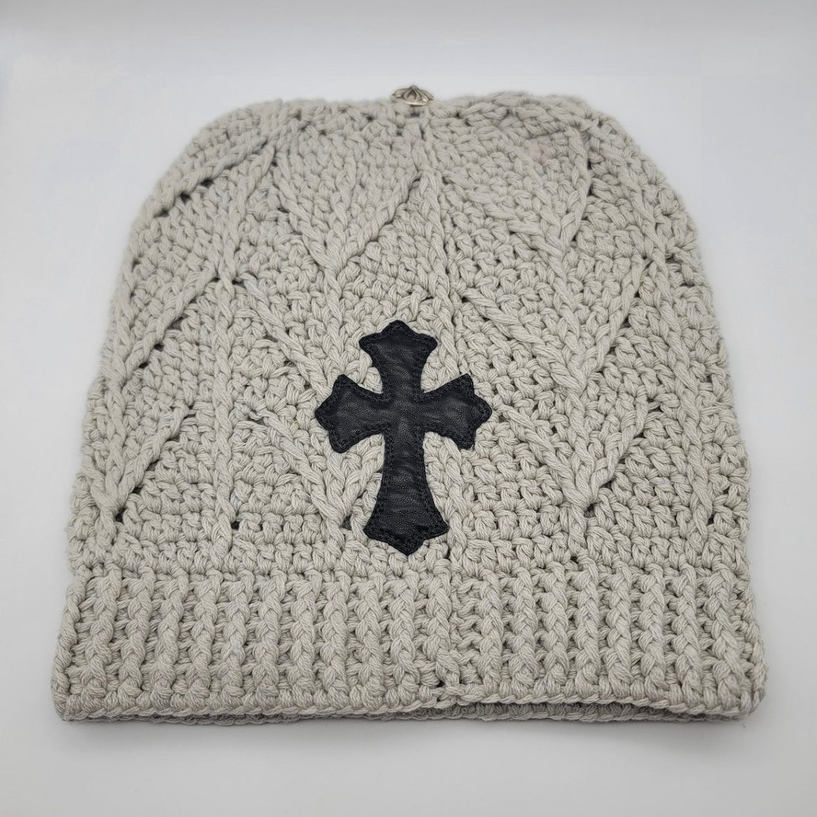 Chrome Hearts Leather Cross Patch Cashmere Knit Beanie 毛帽