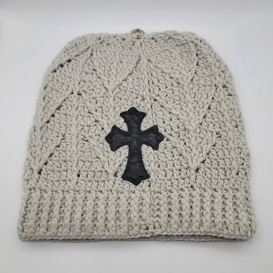 Chrome Hearts Leather Cross Patch Cashmere Knit Beanie 毛帽