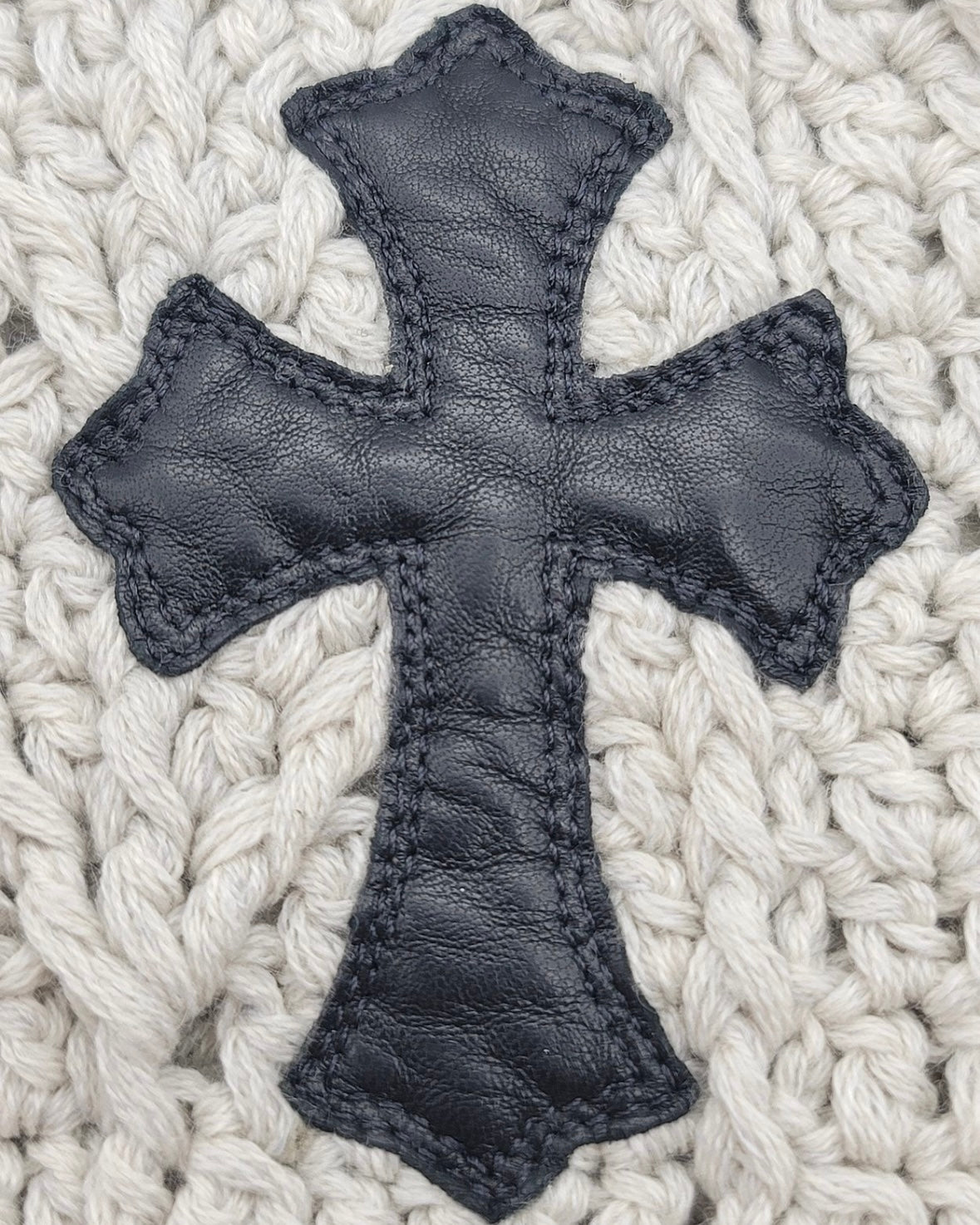 Chrome Hearts Leather Cross Patch Cashmere Knit Beanie 毛帽