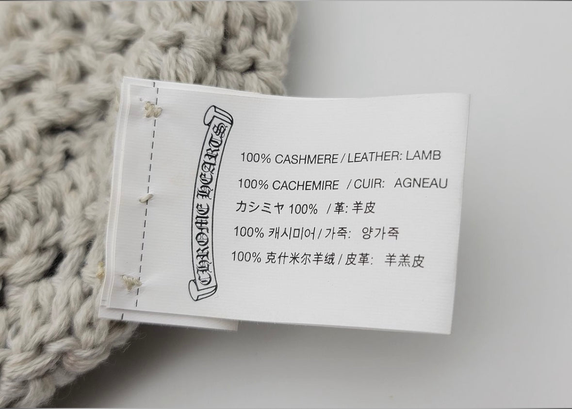 Chrome Hearts Leather Cross Patch Cashmere Knit Beanie 毛帽