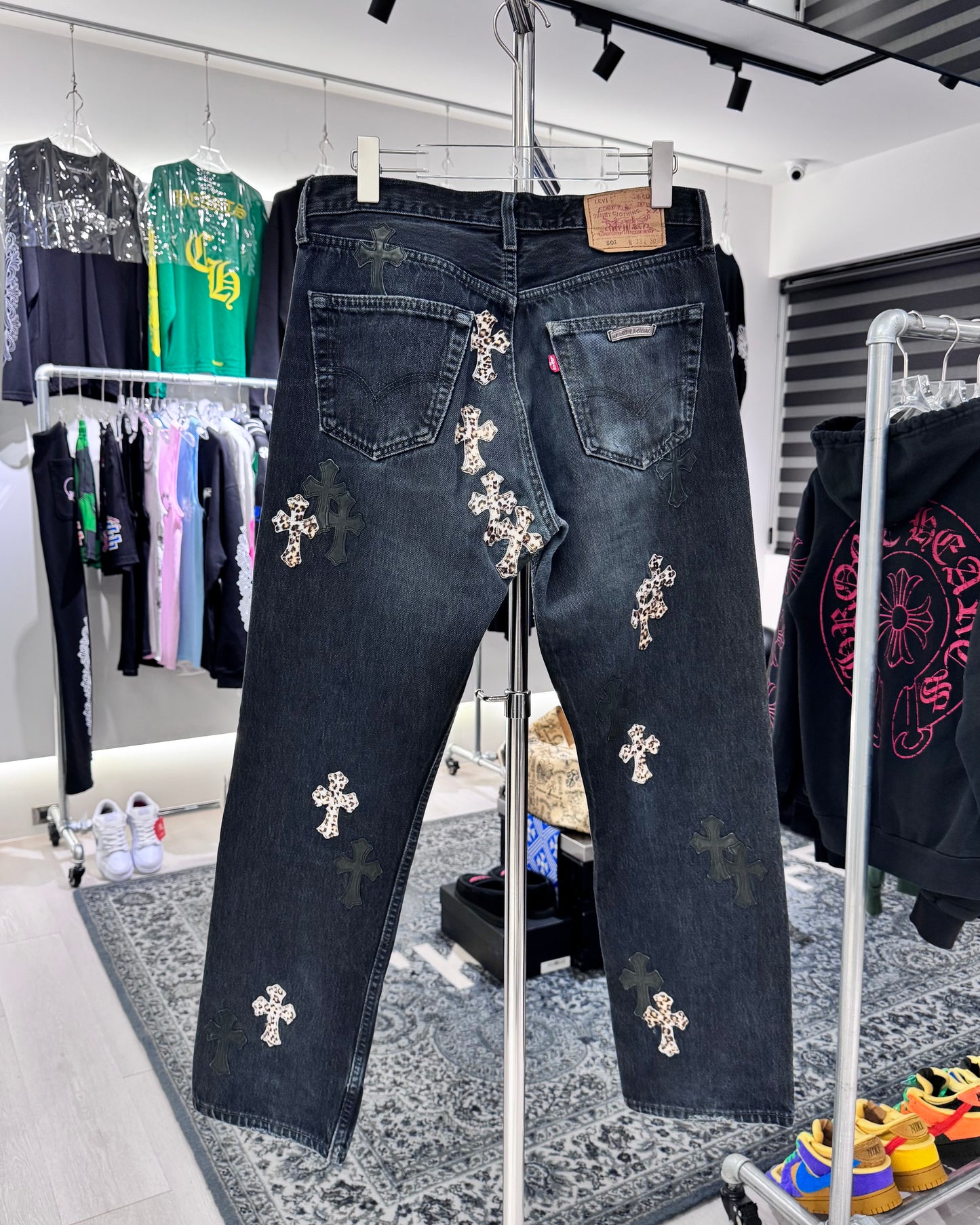 Chrome Hearts Levi’s 501 Leopard Cross Patch Jeans 牛仔褲