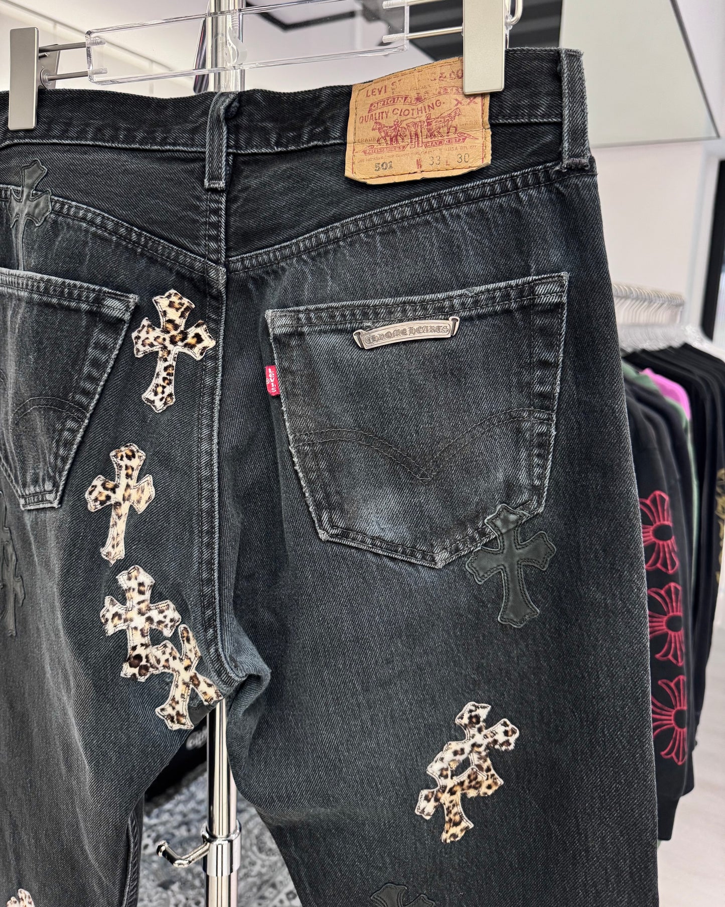 Chrome Hearts Levi’s 501 Leopard Cross Patch Jeans 牛仔褲