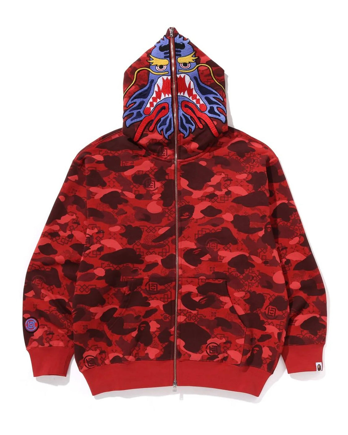 Bape CLOT Camo Shark Relaxed Zip Hoodie 鯊魚外套