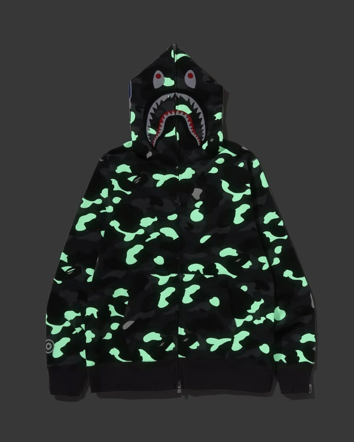 BAPE City Camo Shark Full Zip Hoodie 夜光鯊魚拉鍊外套