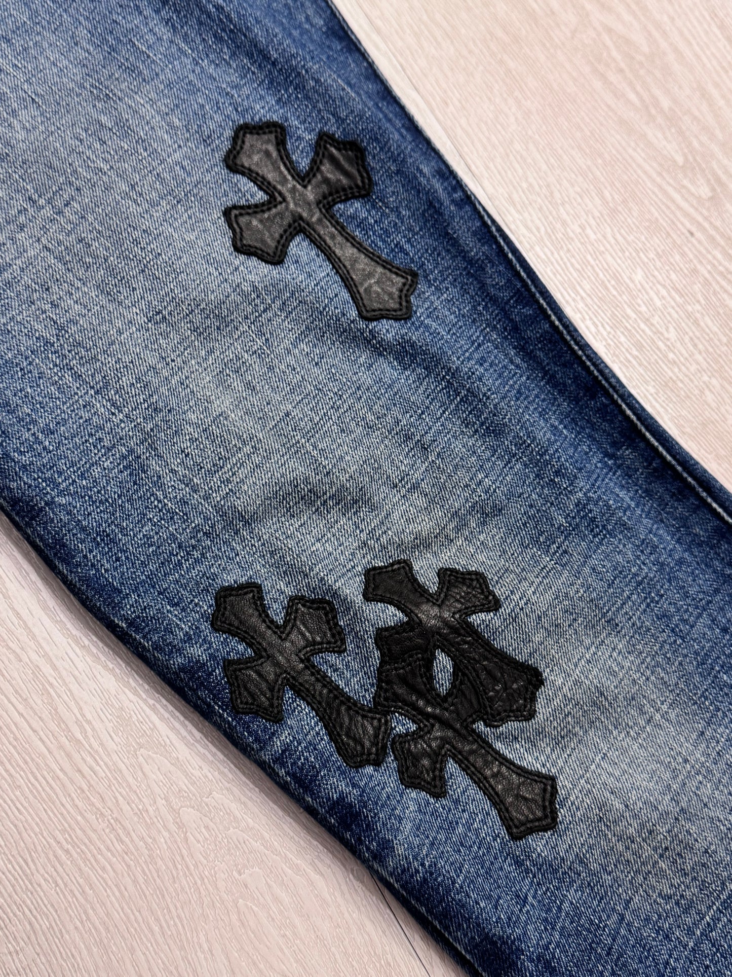 Chrome Hearts Black Cross Patch Flare Denim Jeans 牛仔褲