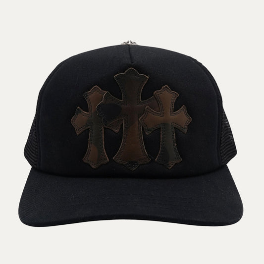Chrome Hearts 3 CROSS 皮標 925銀飾 Trucker Hat 卡車帽