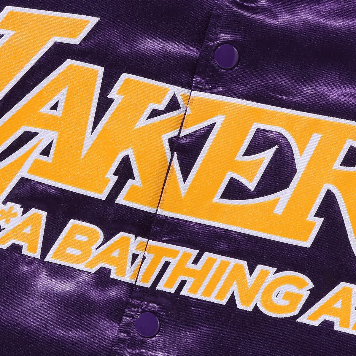 BAPE M&N NBA LA Lakers Satin Jacket 湖人 棒球外套