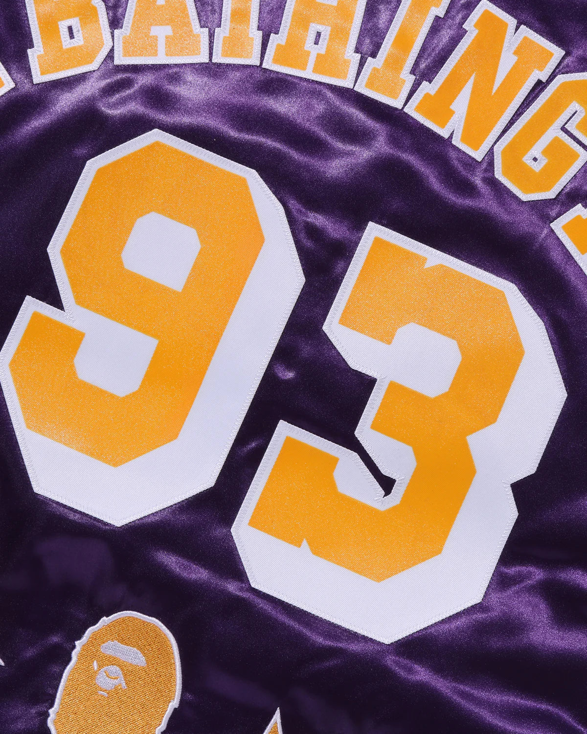 BAPE M&N NBA LA Lakers Satin Jacket 湖人 棒球外套