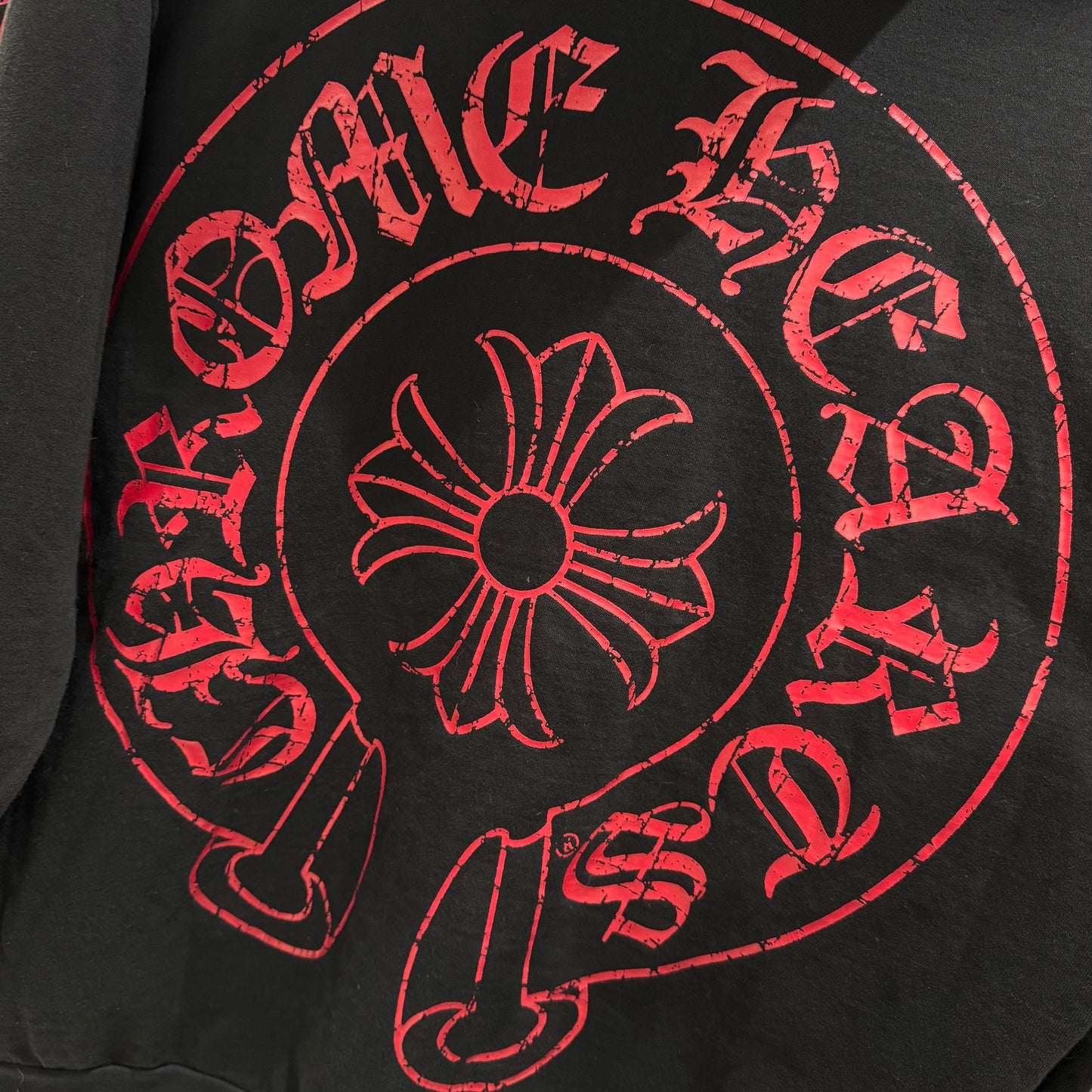 Chrome Hearts Vintage Red Horseshoe Zip Hoodie 做舊拉鍊外套