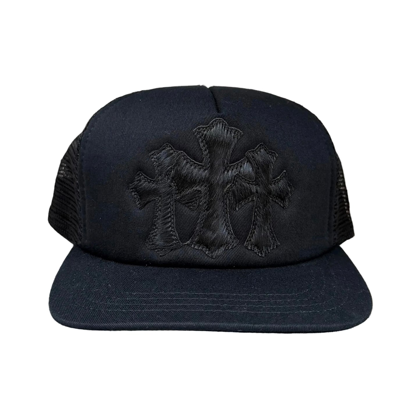 Chrome Hearts Pony Hair Cemetery Cross Patch Trucker Hat 卡車帽