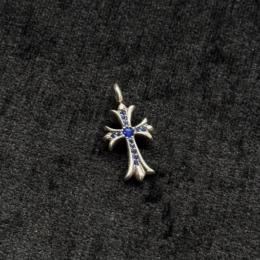 Chrome Hearts Tiny Cross Pendant Blue Diamond 藍寶石十字 吊墜
