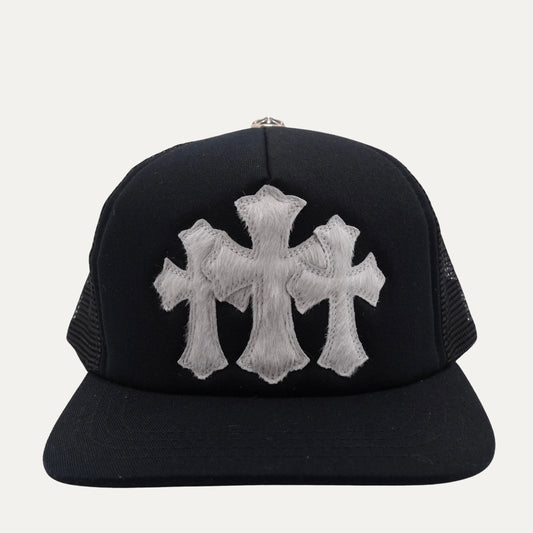 Chrome Hearts Pony Hair Cemetery Cross Patch Trucker Hat 卡車帽